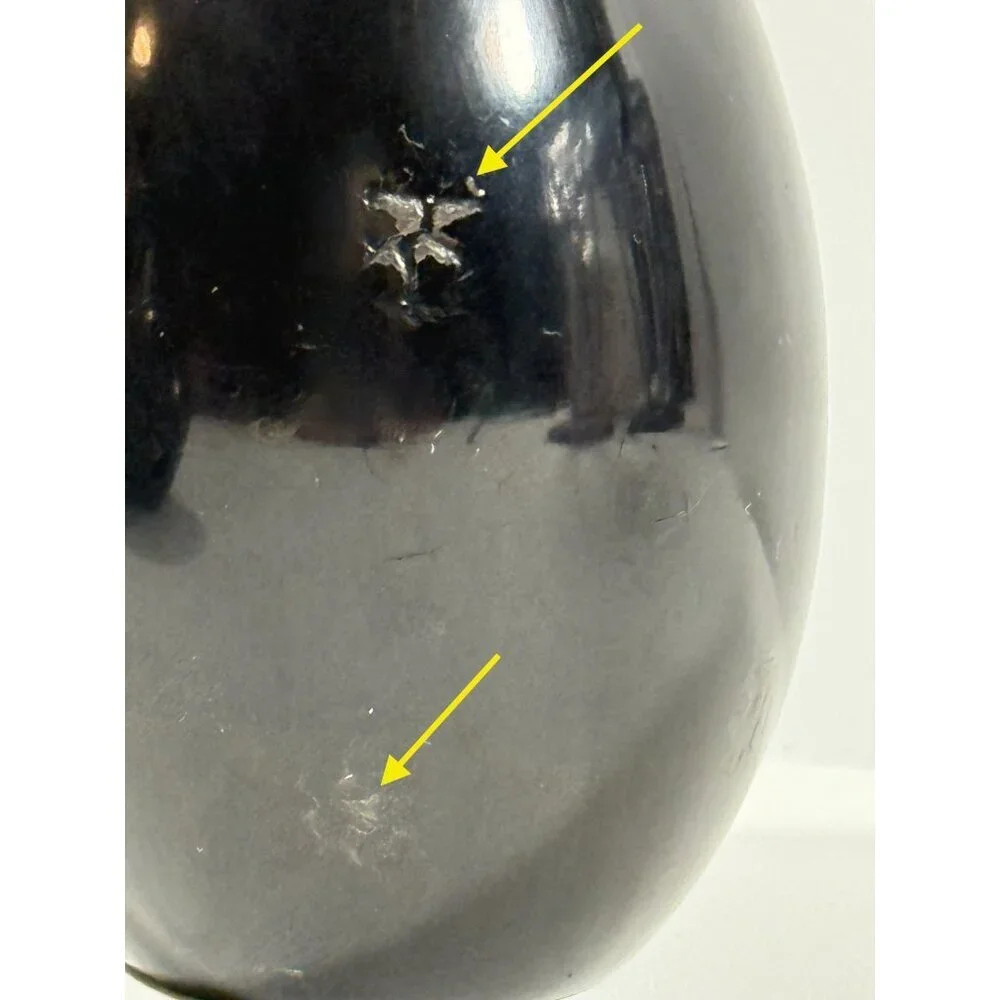 Mid Century Takahashi Black Lacquered Teardrop Salt & Pepper Shakers Japan FLAWS